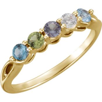 Picture of 10K or 14K Gold 1 to 5 Round Stones Mother's Ring