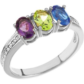 Picture of Silver 3 Oval Stones Mother's Ring
