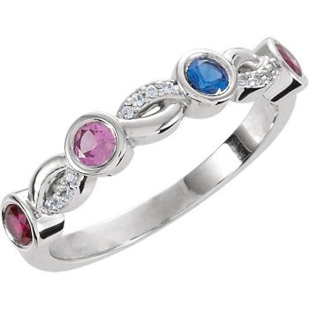 Picture of Silver 4 Stones Stackable Mother's Ring