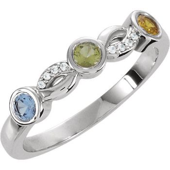 Picture of Silver 3 Stones Stackable Mother's Ring
