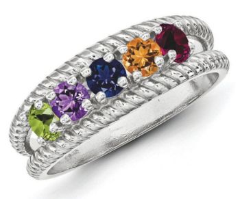 Picture of Silver 1 to 8 Round Stones Mother's Ring
