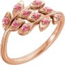 Picture of 14K Rose Baby Pink Topaz Leaf Design Ring