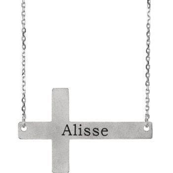 Picture of Silver or 14K Gold Engravable Cross 16-18" Necklace