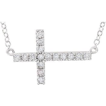 Picture of 14K Gold 1/5 CTW Diamond Sideways Cross 18" Necklace