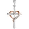 Picture of Sterling Silver 31x15.7mm Diamond Heart Cross Pendant