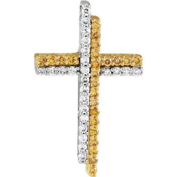Picture of 14K Yellow & White Gold 1/4 CTW Diamond Double Cross Pendant