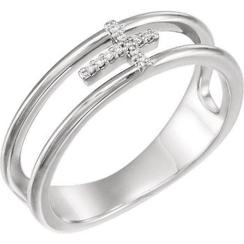 Picture of 14K Gold .03 CTW Diamond Negative Space Cross Ring