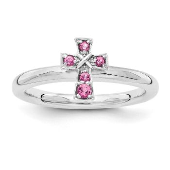 Picture of Silver Cross Ring Pink Tourmaline