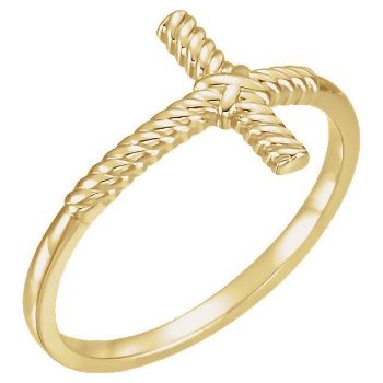 Picture of 14K Gold Rope Sideways Cross Ring