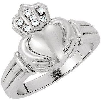 Picture of 14K Gold Men's .03 CTW Diamond Claddagh Ring