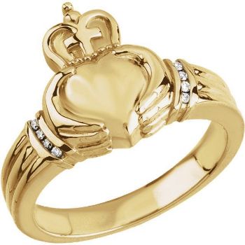 Picture of 14K Gold .05 CTW Men's Claddagh Ring