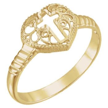 Picture of 14K Gold Cross Heart Ring