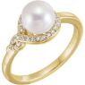 Picture of 14K Gold Freshwater Cultured Pearl & 1/8 CTW Diamond Bypass Ring
