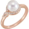 Picture of 14K Gold Freshwater Cultured Pearl & 1/8 CTW Diamond Bypass Ring