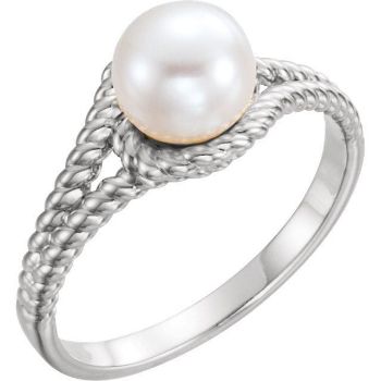 Picture of 14K Gold 7mm White Freshwater Pearl Rope Ring