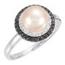 Picture of 14K Gold Freshwater Cultured Pearl & 1/4 CTW Black & White Diamond Ring