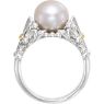 Picture of 14K Gold & Sterling Silver Fleur-de-lis Pearl Ring