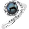Picture of 14K Gold Akoya Cultured Black Pearl & 1/4 CTW Diamond Ring