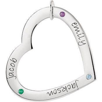 Picture of 3 Names Engravable Large Heart Loop with Stones