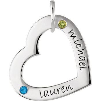 Picture of 2 Names Engravable Medium Heart Loop with Stones