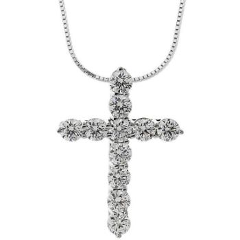 Picture of 14K White gold tiffany style diamond Cross pendants
