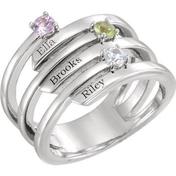 Picture of Sterling Silver 1 to 3 Stones/Names Engravable Mother Ring