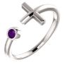 Picture of Sterling Silver Birthstone Cross Ring