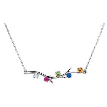 Picture of Family Branch Silver 1 to 5 Stones Mother's Necklace