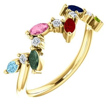 Picture of Gold 1 to 6 Marquise Stones Mother's Ring