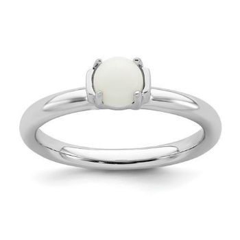 Picture of Silver Natural White Agate Stone Ring