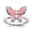 Picture of Silver Butterfly Ring Pink Enameled White CZ