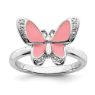 Picture of Silver Butterfly Ring Pink Enameled White CZ