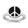 Picture of Silver Stackable Ring 2.25 mm Black Enameled Peace Sign