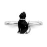 Picture of Silver Stackable Ring 2.25 mm Black Enameled Cat Design
