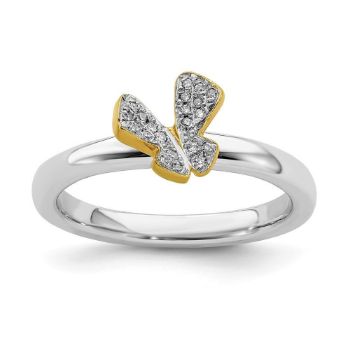 Picture of Sterling Silver Butterfly Diamond Ring