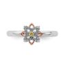 Picture of Rose-Plated Flower Citrine and Diamonds Ring Sterling Silver