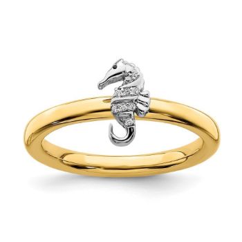 Picture of Diamond Seahorse Ring Sterling Silver Gold Plated
