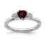 Picture of Silver Garnet And Diamond Hearts Ring