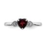 Picture of Silver Garnet And Diamond Hearts Ring