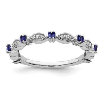 Picture of Sterling  Silver Stackable Created Sapphire Diamond Ring