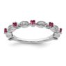 Picture of Sterling  Silver Stackable Created Ruby Diamond Ring