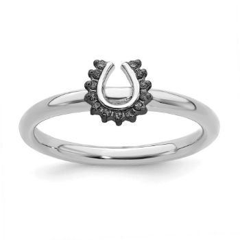 Picture of Black Diamonds Horseshoe Ring Sterling Silver