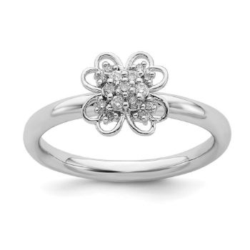 Picture of Diamonds Flower Ring Sterling Silver Rhodium Plated