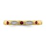Picture of 14K Yellow Solid Gold Created Ruby and Diamonds Stackable Ring