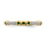 Picture of 14K Yellow Solid Gold Created Emerald and Diamond Stackable Ring