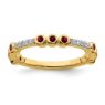 Picture of 14K Yellow Solid Gold Created Ruby and Diamond Stackable Ring