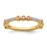 Picture of 14K Yellow Solid Gold Pink Tourmaline and Diamond Stackable Ring