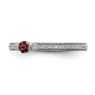 Picture of 14K White Solid Gold Garnet and Diamond Stackable Ring
