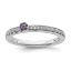 Picture of 14K White Solid Gold Amethyst and Diamond Stackable Ring