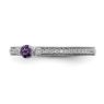 Picture of 14K White Solid Gold Amethyst and Diamond Stackable Ring